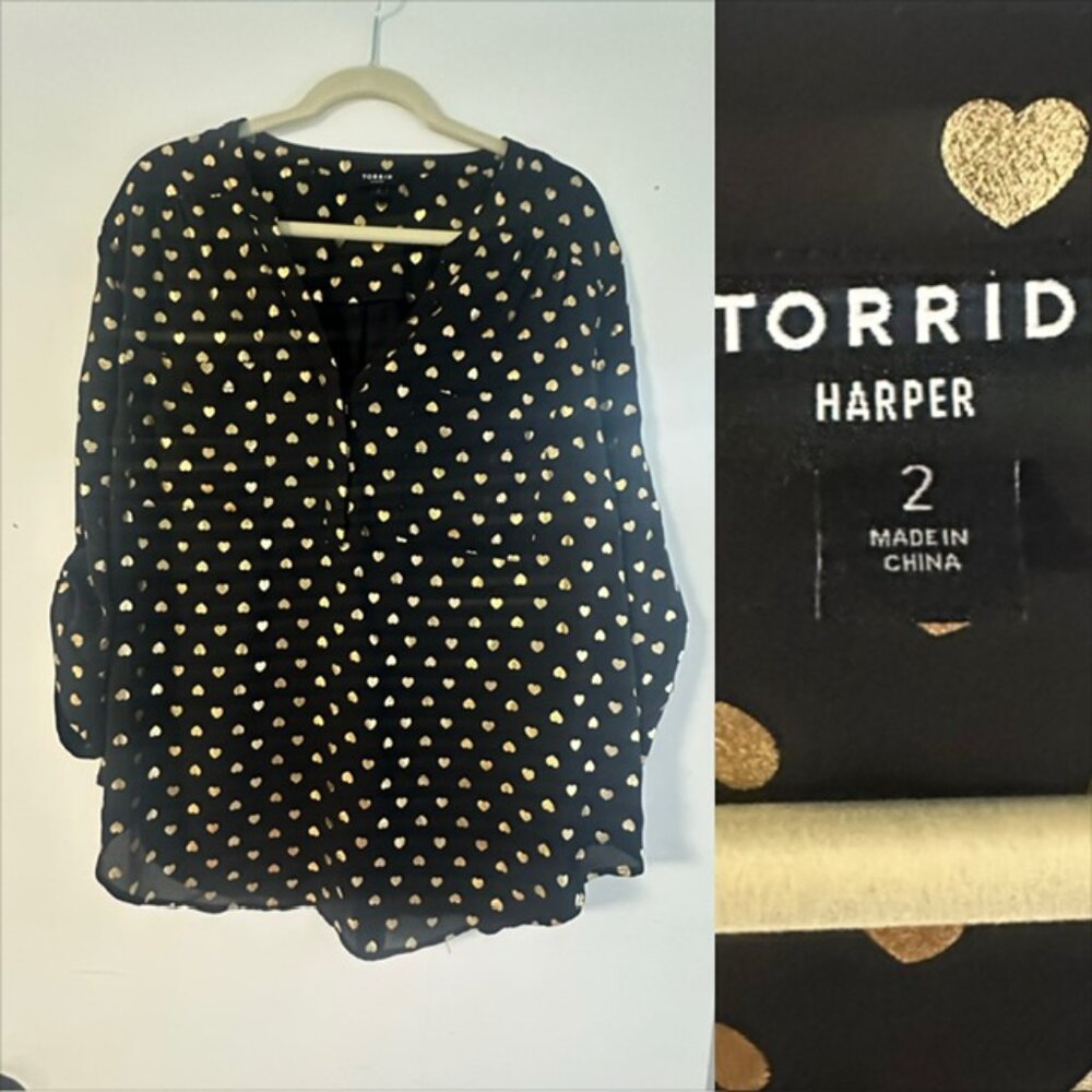 Torrid Black and Gold Harper Top
